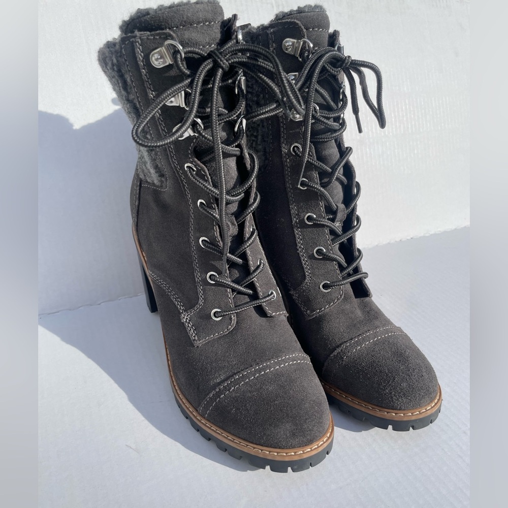 Nine West Perry Faux Suede Lace-Up Heel Boots | Size 9.5 - Picture 3 of 8